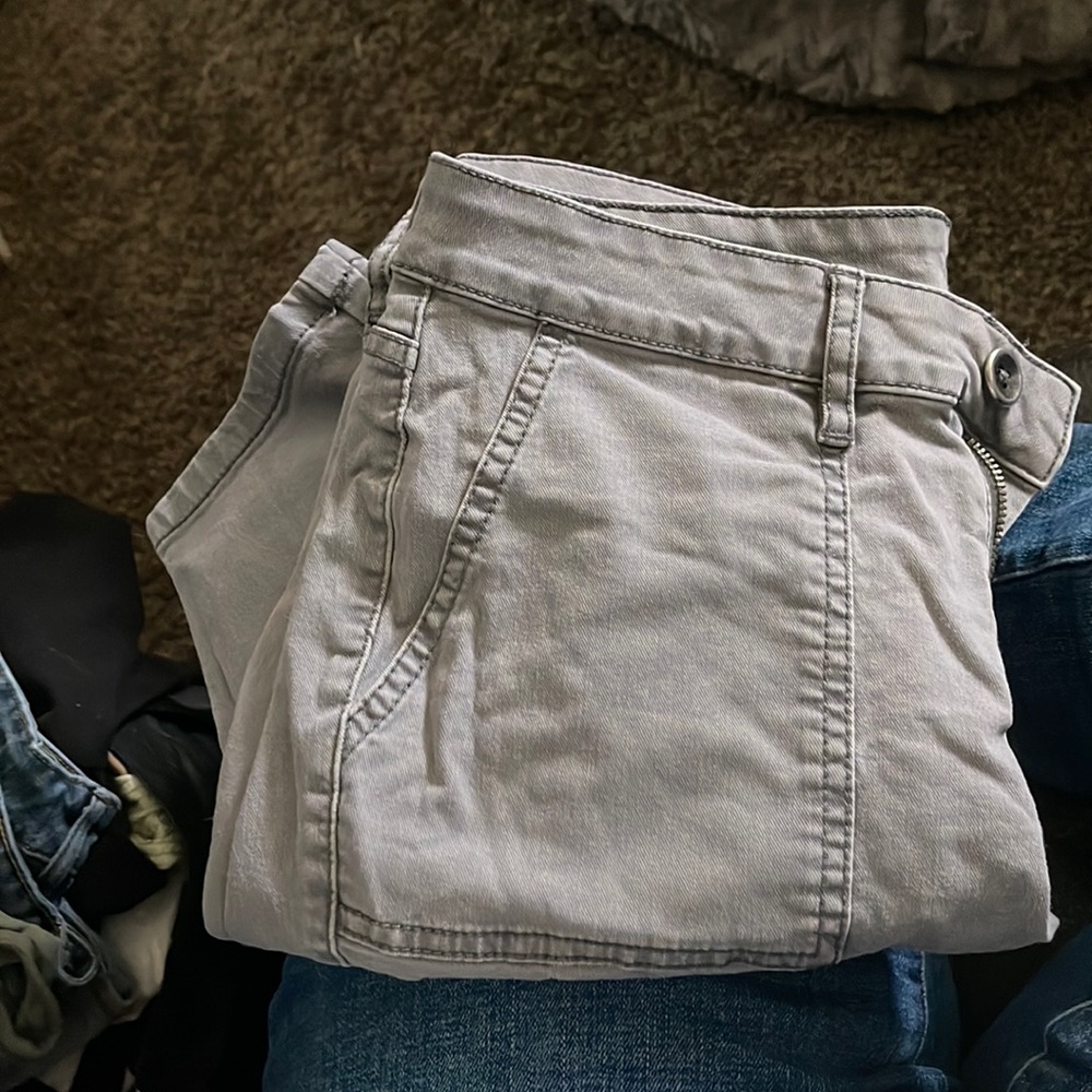 Grey skinny ankle pants with pockets